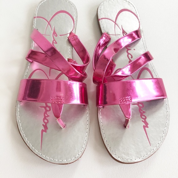 Jessica Simpson Nora III Sandal Flip Flops Strappy Metallic Pink Sz 3M Worn Once - Picture 2 of 5